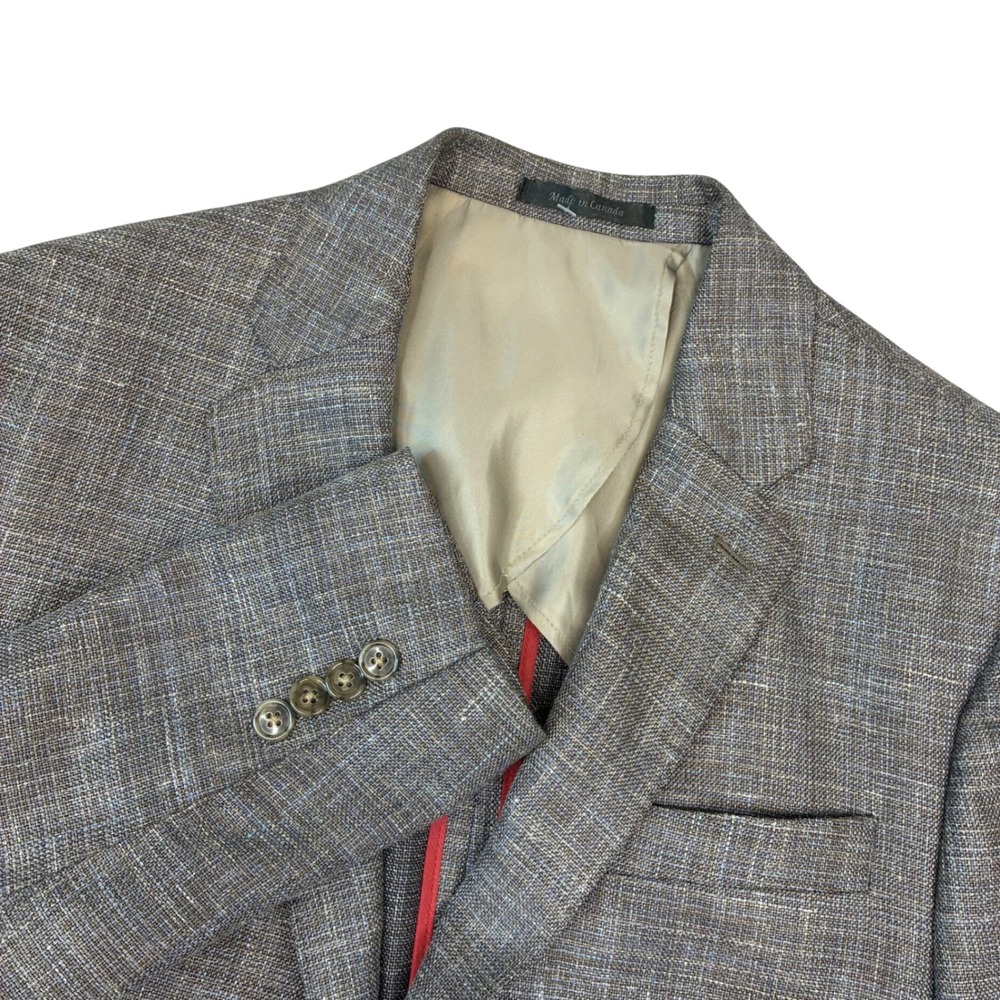 TailoRED Loro Piana Sport Coat Mens 40R Brown Blue Silk Linen Wool Blazer Canada